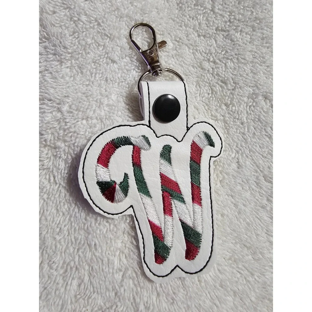 Letter W Keychain Initial Charm Bag Tag Backpack‎ Accessory Red Green White